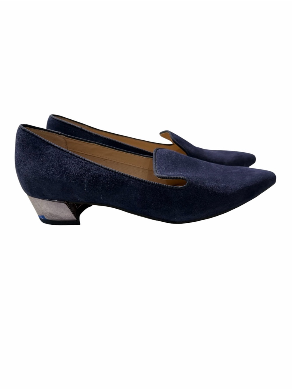 Franco Sarto Navy Suede Low Heel Loafers